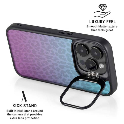 Cheetah Print Purple and Blue iPhone 14 Pro Kickstand Case